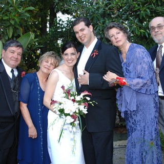Family Portrait at an Outdoor Garden Wedding Celebration
