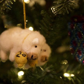 White Polar Bear Christmas Tree Ornament 2026