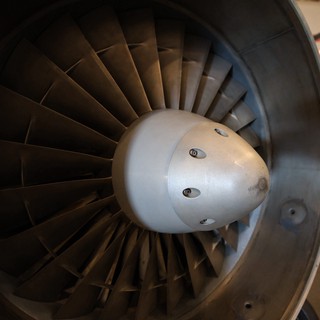 Aircraft Turbofan Engine Front View Close-Up