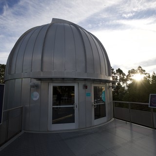 Observatory Dome at Twilight with Information Displays