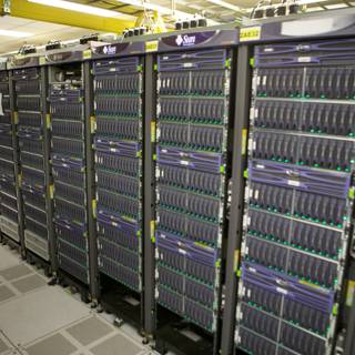 Row of Servers in a High-Tech Room