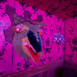 Surreal Pink Room Installation with Floating Figure