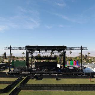 Stage Set Up for Concert in Picturesque Field