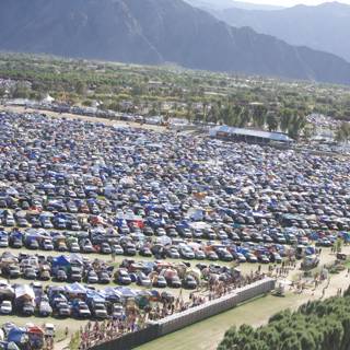 Aerial View of Coachella Parking Lot and Tents