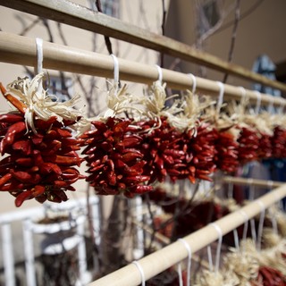 Traditional Red Chile Ristras Drying in Santa Fe