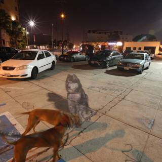 Lone Dog in a Crowded Lot
