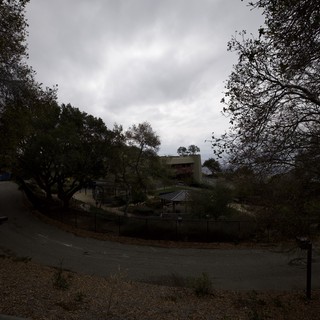 Overcast Suburban Street on a Cloudy Winter Evening