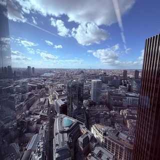 Aerial View of London's Financial District and Thames
