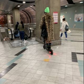 Riding a Scooter in Hollywood/Highland Subway Station
