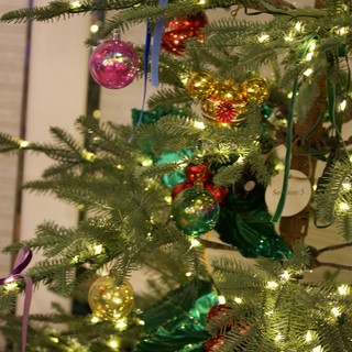 Festive Christmas Tree with Colorful Vintage Ornaments
