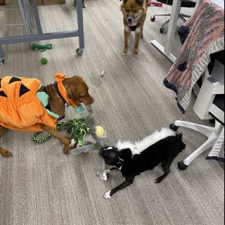 Halloween Costumed Canines Playing Fetch