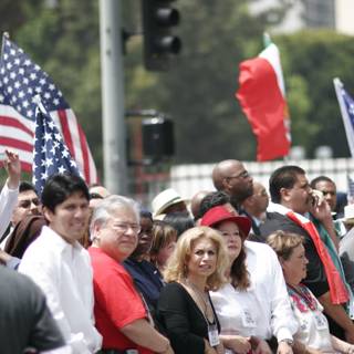 American and Mexican Flags Unite Crowd