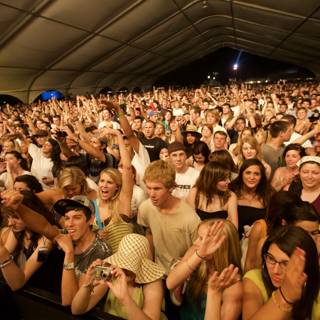 Coachella Concert Goers With Hands Raised