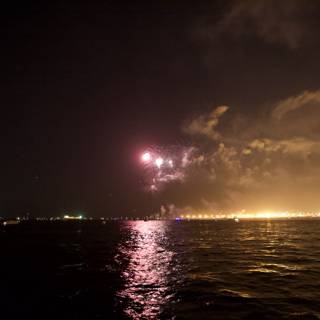 Flare of Fireworks over the Water