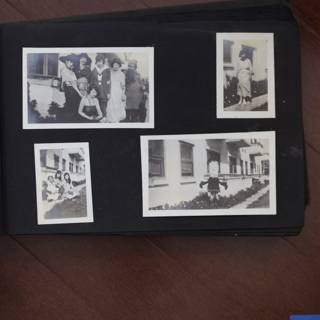 Family Photo Collage with Famous Faces Caption: A 2012 photo album belonging to the Bullock Curtis family showcases a black and white collage of 15 people, including famous figures like Florence Foster Jenkins and Alfonsina Storni. The album is framed as art and features portraits with 3 hats, capturing the clothing and head of each individual. Located in Bakersfield, California, this album is like an art gallery with its painting-like qualities and poster-like appearance.