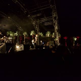 Night Performance with Palm Trees