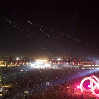Lights and Fireworks Over Coachella Crowd