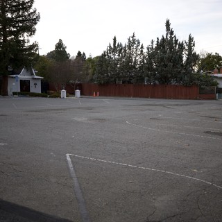 Empty Suburban Parking Lot at Dusk