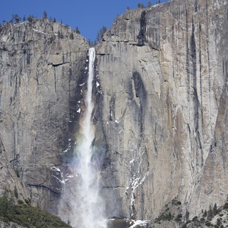 Yosemite Falls Cascading Down Granite Cliffs in Winter