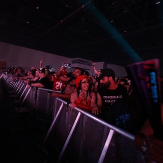 Front Row Fans Packed Against Concert Barrier
