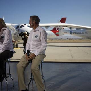 Richard Branson and Co-Pilot at the Airfield