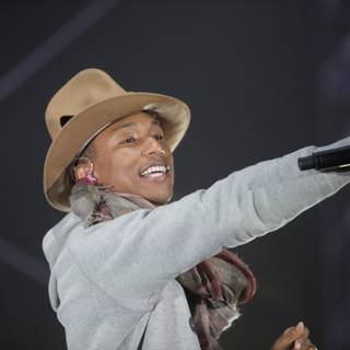 Pharrell Williams rocks the stage at the 2012 Grammy Awards