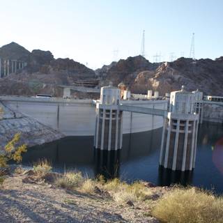 Magnificent Hoover Dam standing tall amidst pristine blue waters