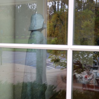 Yoda Statue Reflection Through Window at Skywalker Ranch