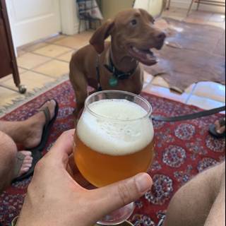 Cheers with my furry friend