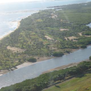 Aerial View of River and Beach
