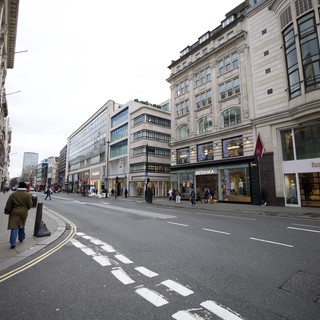 Oxford Street Shopping District on Overcast Day