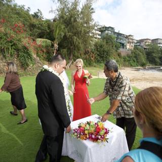 Stunning Red Dresses at Hawaii Wedding