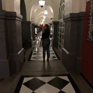 Walking Path in Checkered Corridor