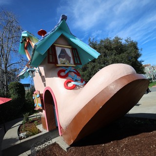 Whimsical Tilted House at Disneyland's Toontown