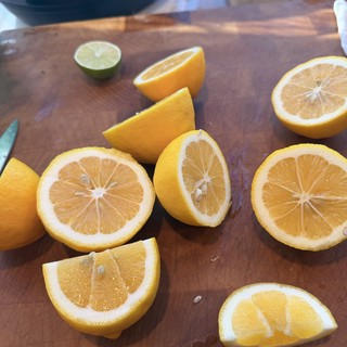 Fresh Citrus Prep on Wooden Cutting Board