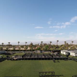 Aerial View of Coachella Weekend 2 Grass Field with Giant Tent