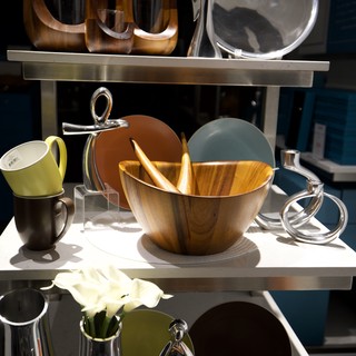 Modern Home Decor Display on Metallic Shelving