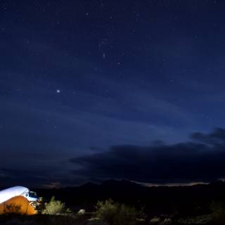 Mountain Tent Under the Starry Night Sky