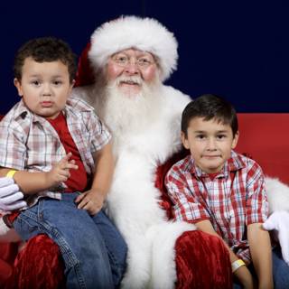 Santa Claus with Two Boys on the Couch