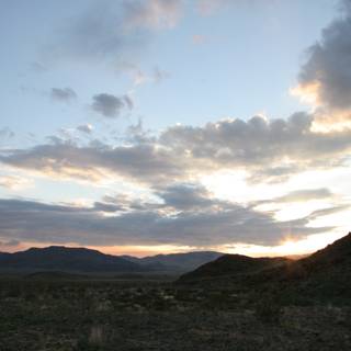 Desert Sunset with Mountain Range