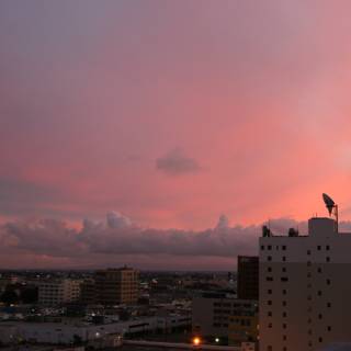 Pink Sky over Urban Metropolis