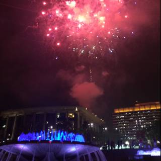 Spectacular Fireworks Display over Civic Center Fountain