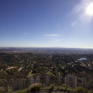 Shimmering Los Angeles Skyline under the Golden Sun