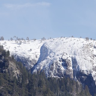Snow-Covered Granite Dome in Yosemite Valley Winter