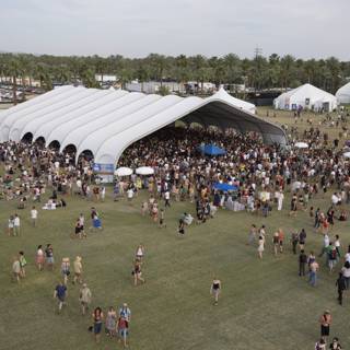 Coachella Crowd Gathers under a Tent