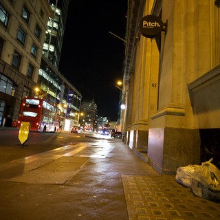 Night Street Scene on Wet London Pavement
