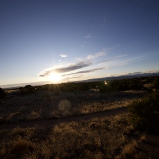 Golden Hour Sunset Over New Mexico Desert Landscape