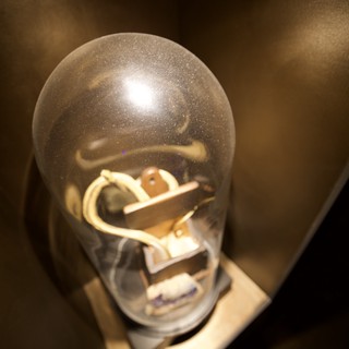 Close-Up View of Incandescent Light Bulb Filament