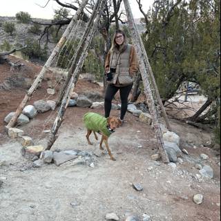 Man and his Dog at a Teepee in Sandia Park