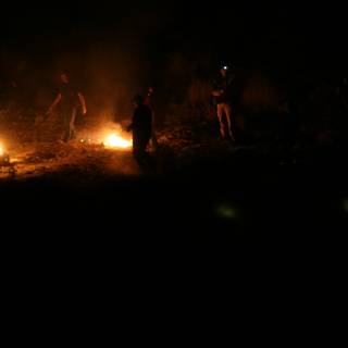 Nighttime Bonfire Gathering